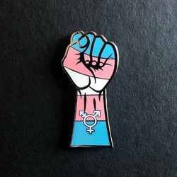 Transgender Pride Flag Fist Enamel Pin $10